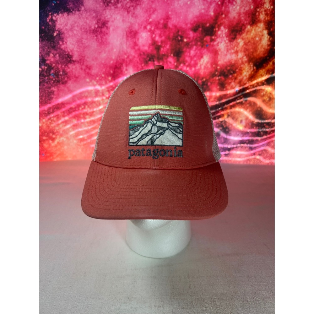 Patagonia Fitz Roy Horizons Trucker Hat Coral Pink Mesh Snapback Cap